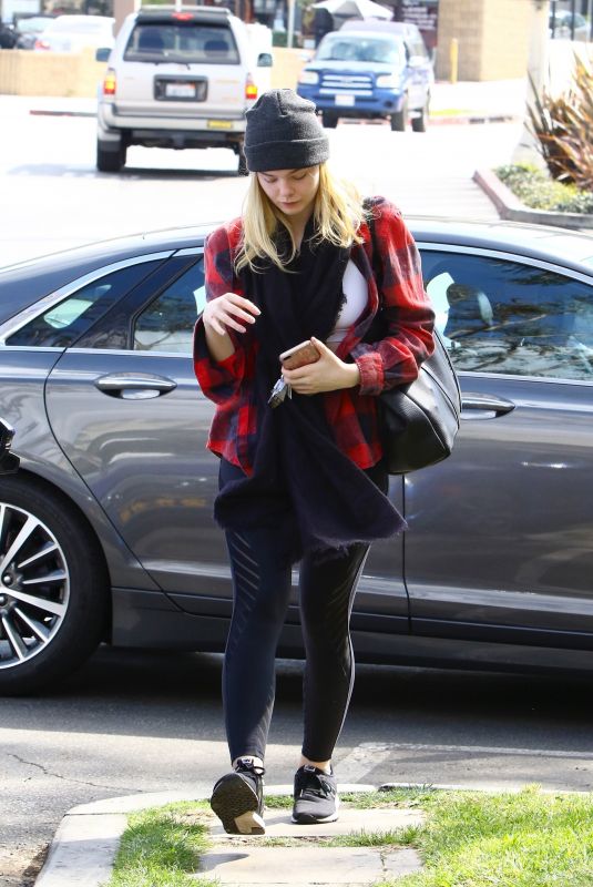 ELLE FANNING Arrives at Fitness Studio in Studio City 03/01/2018