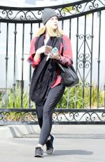ELLE FANNING Arrives at Fitness Studio in Studio City 03/01/2018