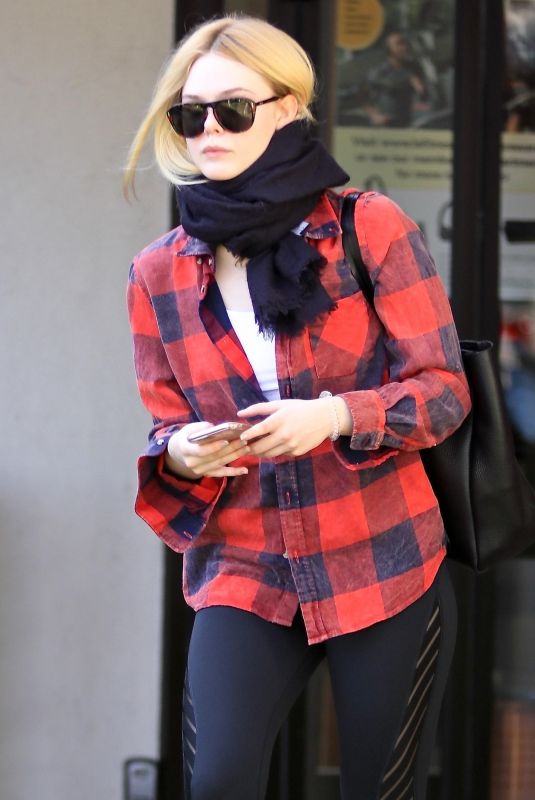 ELLE FANNING at a Fitness Studio in Studio City 03/01/2018