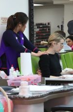 EMMA ROBERTS at a Spa Treatment at Beverly Hills Nail Design 03/04/2018