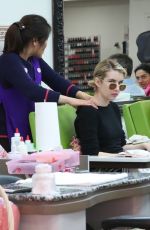 EMMA ROBERTS at a Spa Treatment at Beverly Hills Nail Design 03/04/2018
