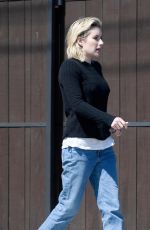 EMMA ROBERTS on a Smoke Break in Los Angeles 03/14/2018