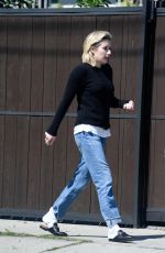 EMMA ROBERTS on a Smoke Break in Los Angeles 03/14/2018