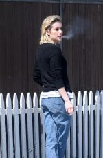 EMMA ROBERTS on a Smoke Break in Los Angeles 03/14/2018