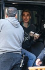EMMA ROBERTS on the Set of Paradise HIlls in Barcelona 03/28/2018