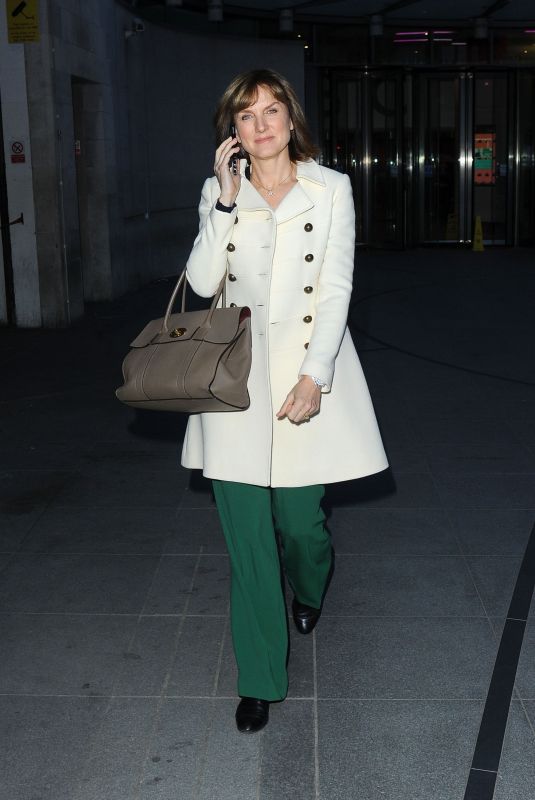 FIONA BRUCE Arrives at BBC Studio in London 03/26/2018