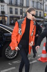 GIGI HADID at Cafe De Flore in Paris 03/03/2018