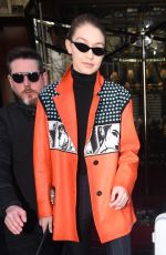 GIGI HADID at Cafe De Flore in Paris 03/03/2018