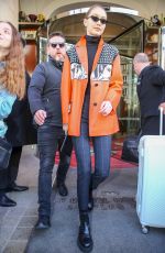 GIGI HADID at Cafe De Flore in Paris 03/03/2018