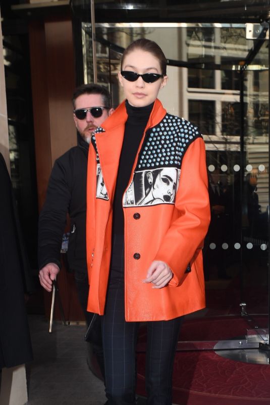 GIGI HADID at Cafe De Flore in Paris 03/03/2018