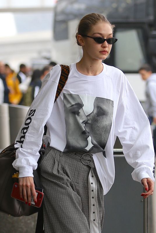 GIGI HADID at JFK Airpor in New York 03/29/2018