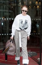 GIGI HADID Leaves Royal Monceau Hotel in Paris 03/29/2018