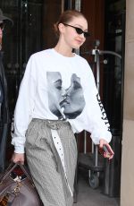 GIGI HADID Leaves Royal Monceau Hotel in Paris 03/29/2018