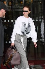 GIGI HADID Leaves Royal Monceau Hotel in Paris 03/29/2018