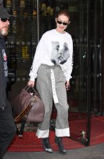 GIGI HADID Leaves Royal Monceau Hotel in Paris 03/29/2018