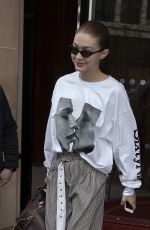 GIGI HADID Leaves Royal Monceau Hotel in Paris 03/29/2018