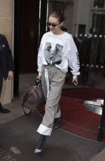 GIGI HADID Leaves Royal Monceau Hotel in Paris 03/29/2018