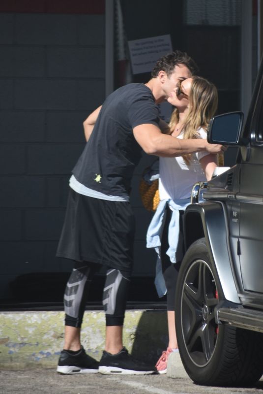 HILARY DUFF with Her Trainer at a Gym in Beverly Hills 03/05/2018