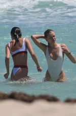 JOSIE CANSECO and BELLA BANOS in Swimsuits on the Beach in Miami 03/28/2018