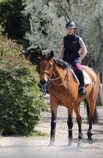 KALEY CUOCO on Trail with Her Horse Trainer in Los Angeles 03/15/2018