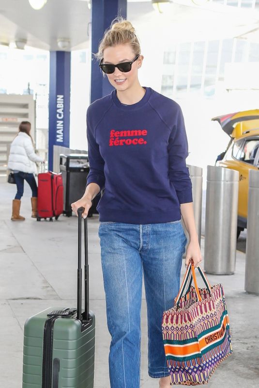 KARLIE KLOSS Arrives at JFK Airport in New York 03/16/2018