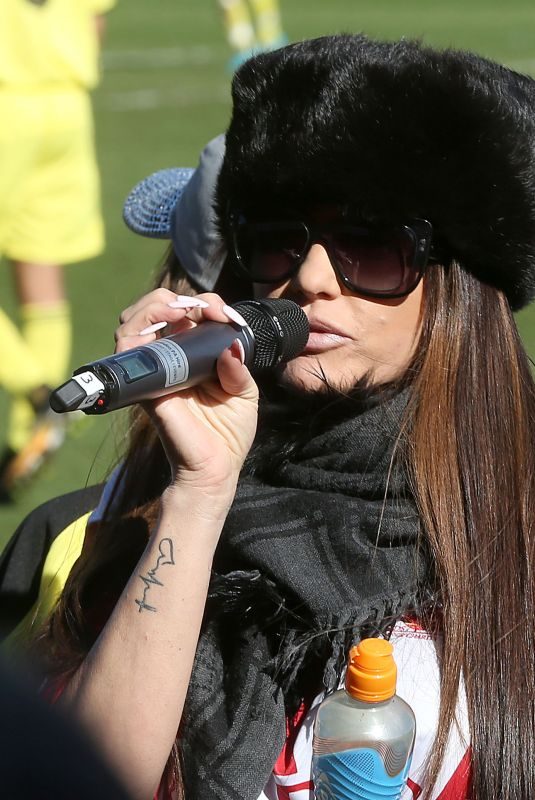 KATIE PRICE at Celebrity Football Match at Cheltenham Town Football Club in London 03/25/2018