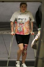 KESHA SEBERT on Crutches After Knee Surgery Out in Los Angeles 