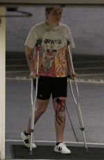 KESHA SEBERT on Crutches After Knee Surgery Out in Los Angeles 