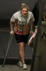 KESHA SEBERT on Crutches After Knee Surgery Out in Los Angeles 