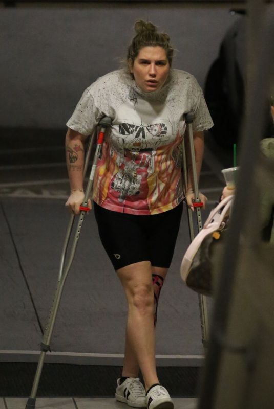 KESHA SEBERT on Crutches After Knee Surgery Out in Los Angeles 