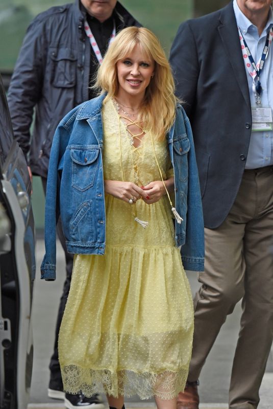 KYLIE MINOGUE Arrives at Quay House in Salford 03/23/2018