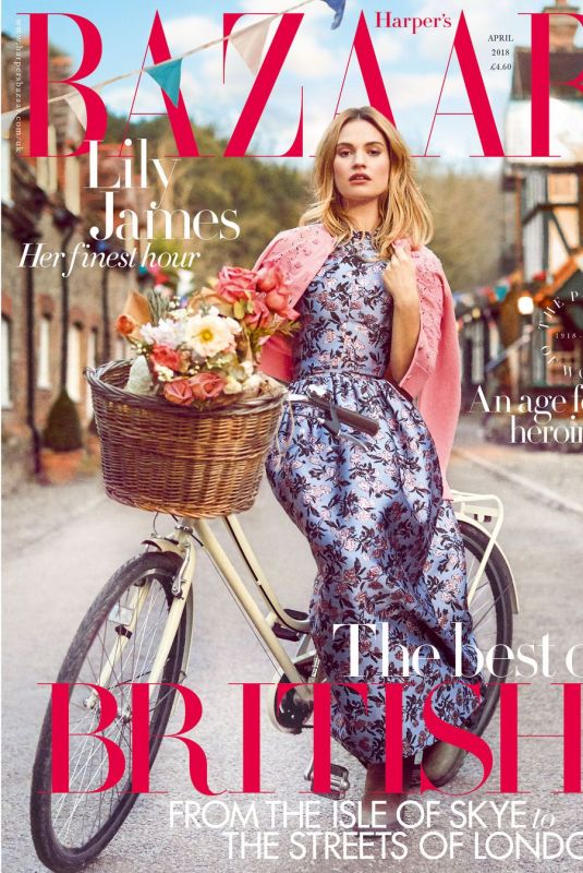 LILY JAMES in Harper’s Bazaar Magazine, April 2018