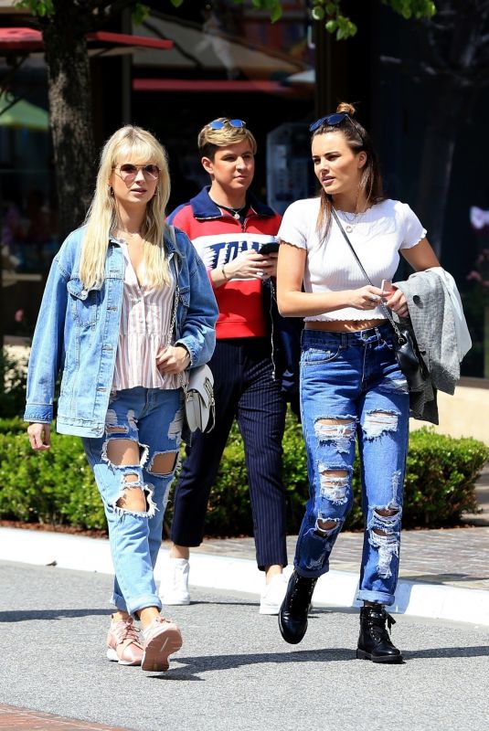 LOTTIE MOSS and EMILY BLACKWELL in Ripped Jeans Shopping at The Grove in Los Angeles 03/23/2018