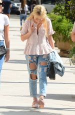LOTTIE MOSS and EMILY BLACKWELL in Ripped Jeans Shopping at The Grove in Los Angeles 03/23/2018