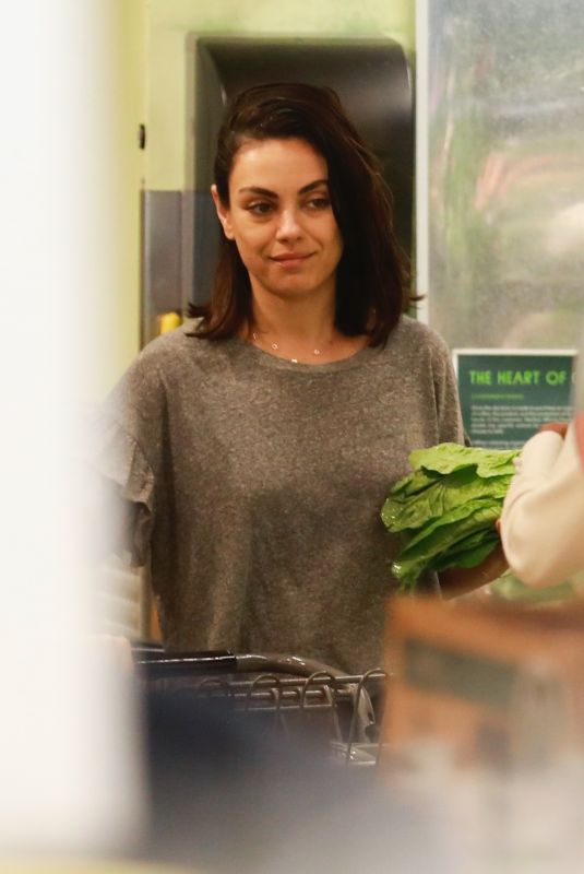 MILA KUNIS Shopping at Whole Foods in Beverly Hills 03/30/2018