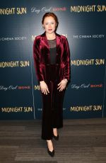 MINA SUNDWALL at Cinema Society & Day Owl Rose Host a Screening of Midnight Sun in New York 03/22/2018