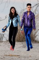 NATALIE PORTMAN and RAFFEY CASSIDY on the Set of Vox Lux at Plum Beach 03/05/2018