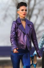 NATALIE PORTMAN and RAFFEY CASSIDY on the Set of Vox Lux at Plum Beach 03/05/2018
