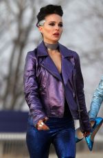 NATALIE PORTMAN and RAFFEY CASSIDY on the Set of Vox Lux at Plum Beach 03/05/2018
