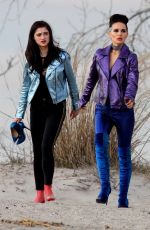 NATALIE PORTMAN and RAFFEY CASSIDY on the Set of Vox Lux at Plum Beach 03/05/2018