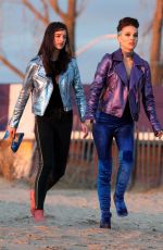 NATALIE PORTMAN and RAFFEY CASSIDY on the Set of Vox Lux at Plum Beach 03/05/2018