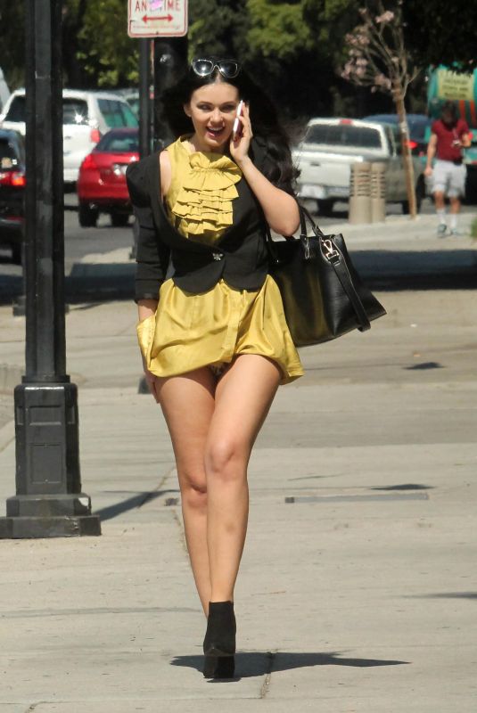 NATASHA BLASICK in Yellow Dress Out in Hollywood 02/28/2018