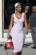 NICOLE MURPHY in Tight Dress Out with Her Dog in Beverly Hills 03/28/2018