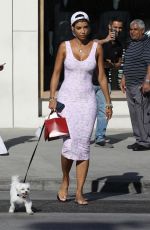 NICOLE MURPHY in Tight Dress Out with Her Dog in Beverly Hills 03/28/2018