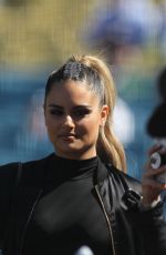 PIA TOSCANO Sings National Anthem at Dodgers Game in Los Angeles 03/29/2018