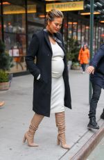 Pregnant CHRISSY TEIGEN Out in New York 03/27/2018