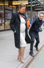 Pregnant CHRISSY TEIGEN Out in New York 03/27/2018