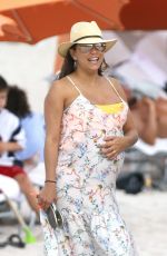 Pregnant EVA LONGORIA at a Beach in Miami 03/26/2018