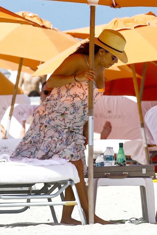 Pregnant EVA LONGORIA at a Beach in Miami 03/26/2018