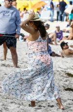 Pregnant EVA LONGORIA at a Beach in Miami 03/26/2018